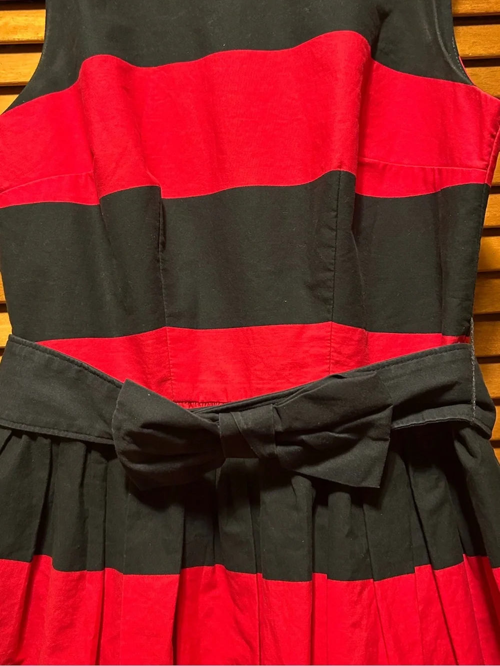 Abercrombie & Fitch Navy Blue and Pink  Striped Sleeveless Dress with Waist Bow